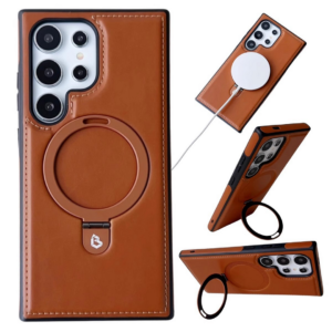 RIMBMAX Luxury Leather Case Supports Magsafe Wireless Charging and Kickstand